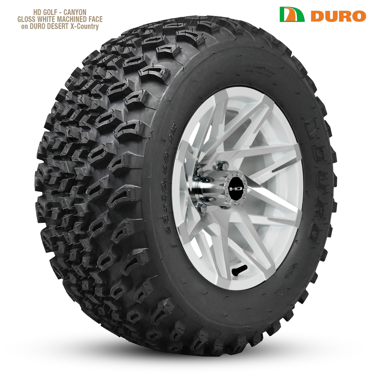 HD Golf Canyon 12x7 -14 4x101.6mm 68.2mm Gloss White/Machined Face