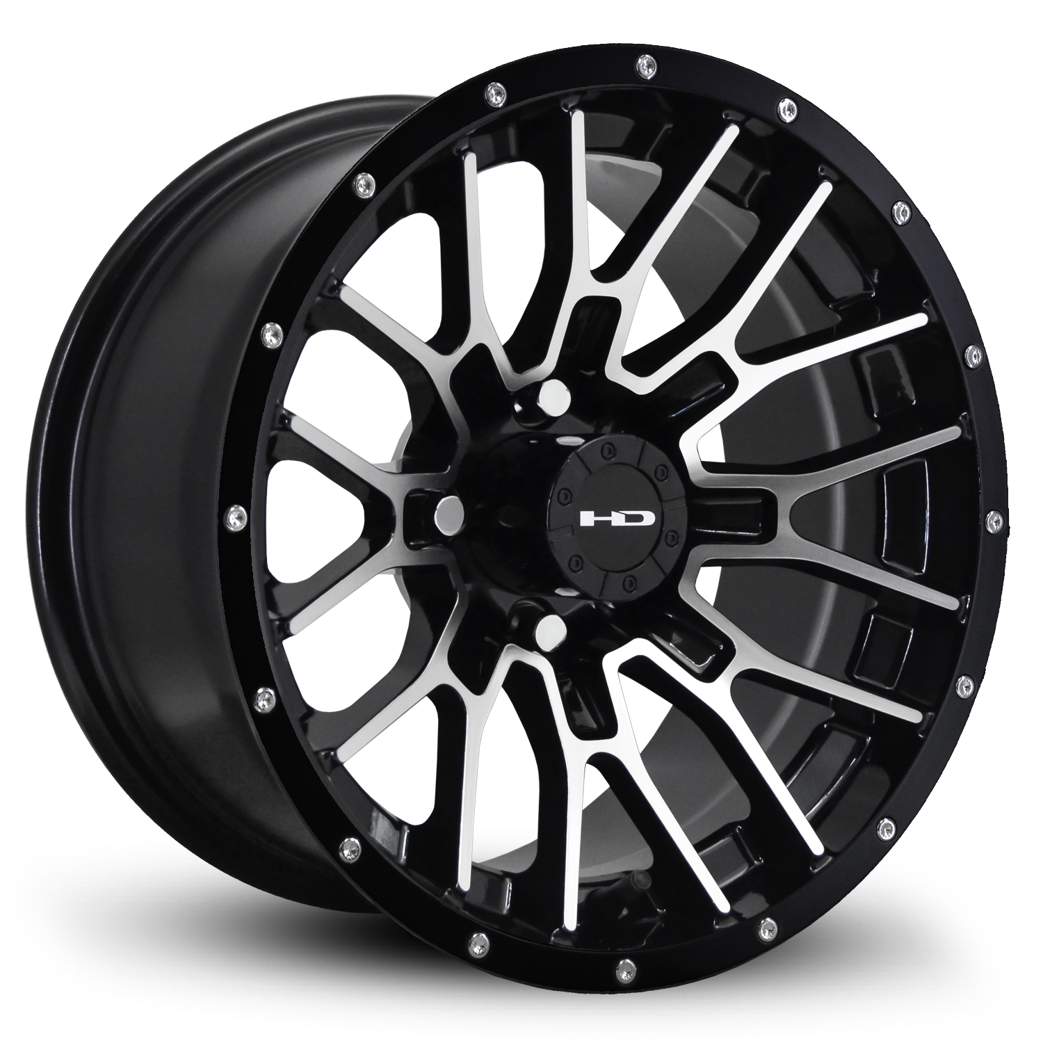 HD Golf RTC 12x7 -14 4x101.6mm 68.2mm Gloss Black/Mchnd Fc Blk Riv