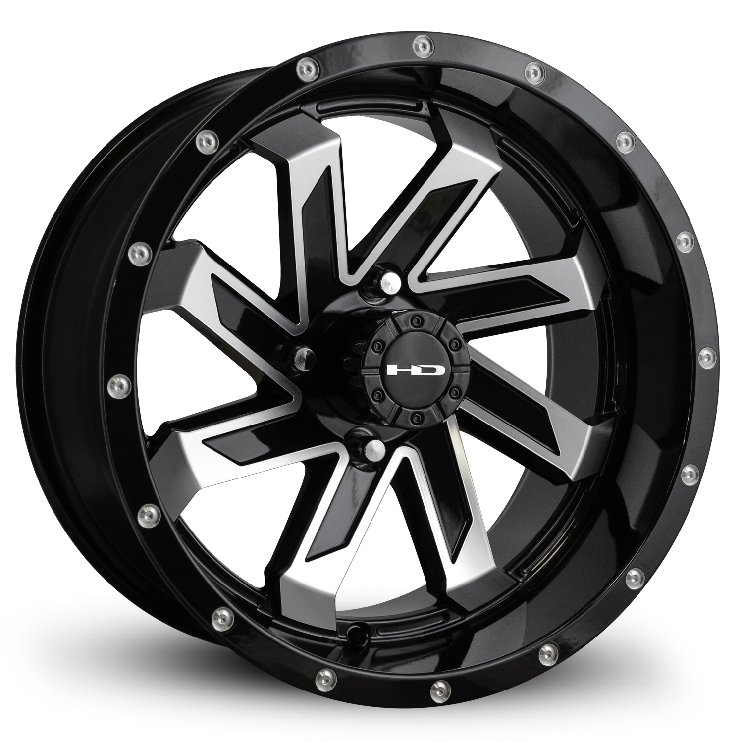 HD Golf Saw 12x7 -14 4x101.6mm 68.2mm Gloss Black/Mchnd Face w/Rvts