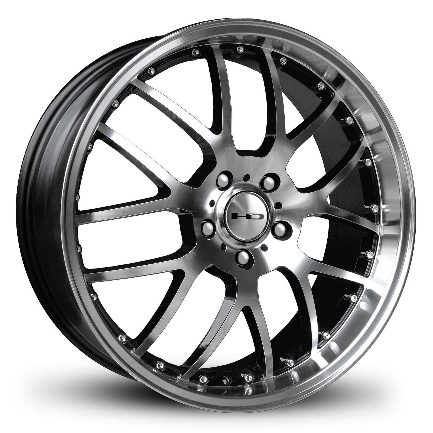 HD Wheels MSR 20x8 +35 5x112mm 73.1mm Gloss Black/Mchnd Fc Chr/Riv