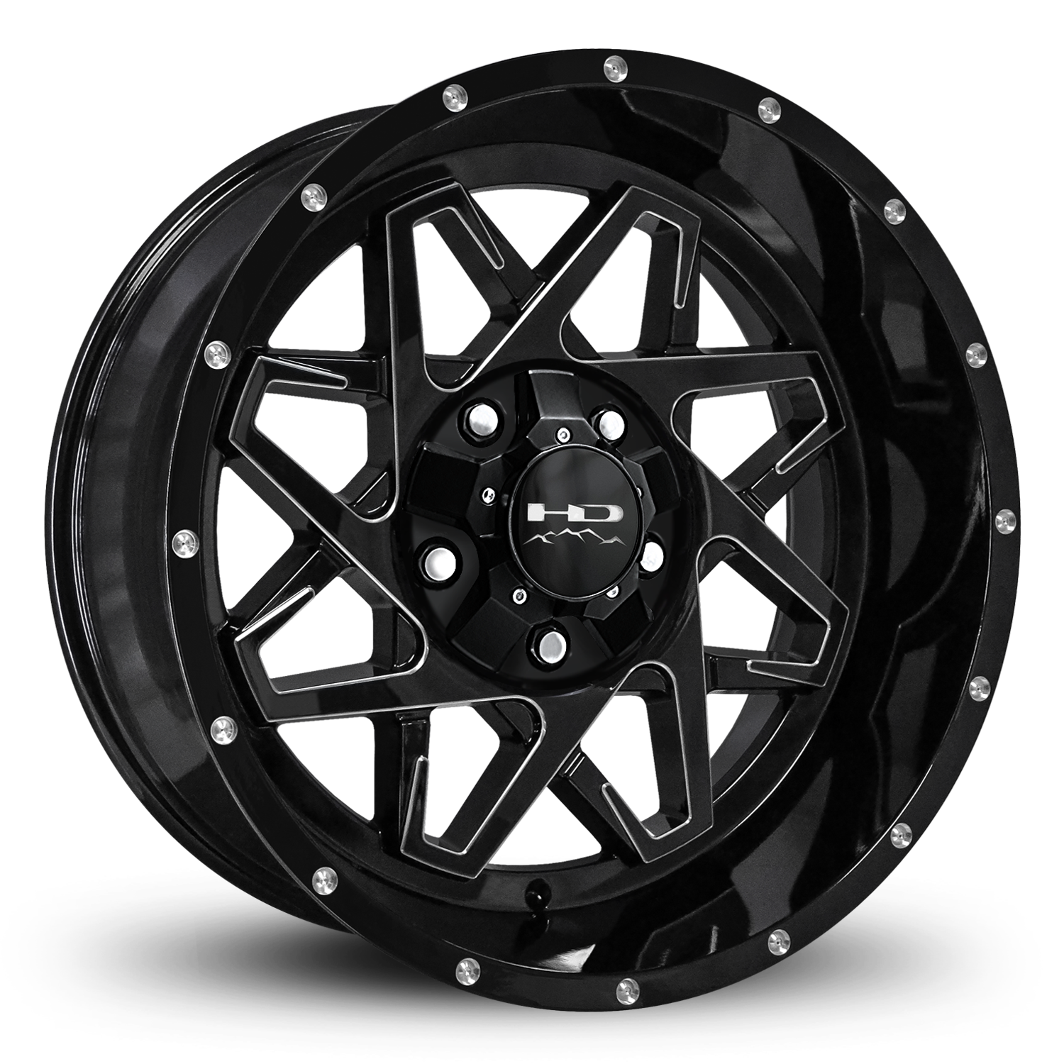 HD Offroad Caliber 20x10 -25 6x135/6x139.7mm 106.2mm Gloss Black/Milled Edge