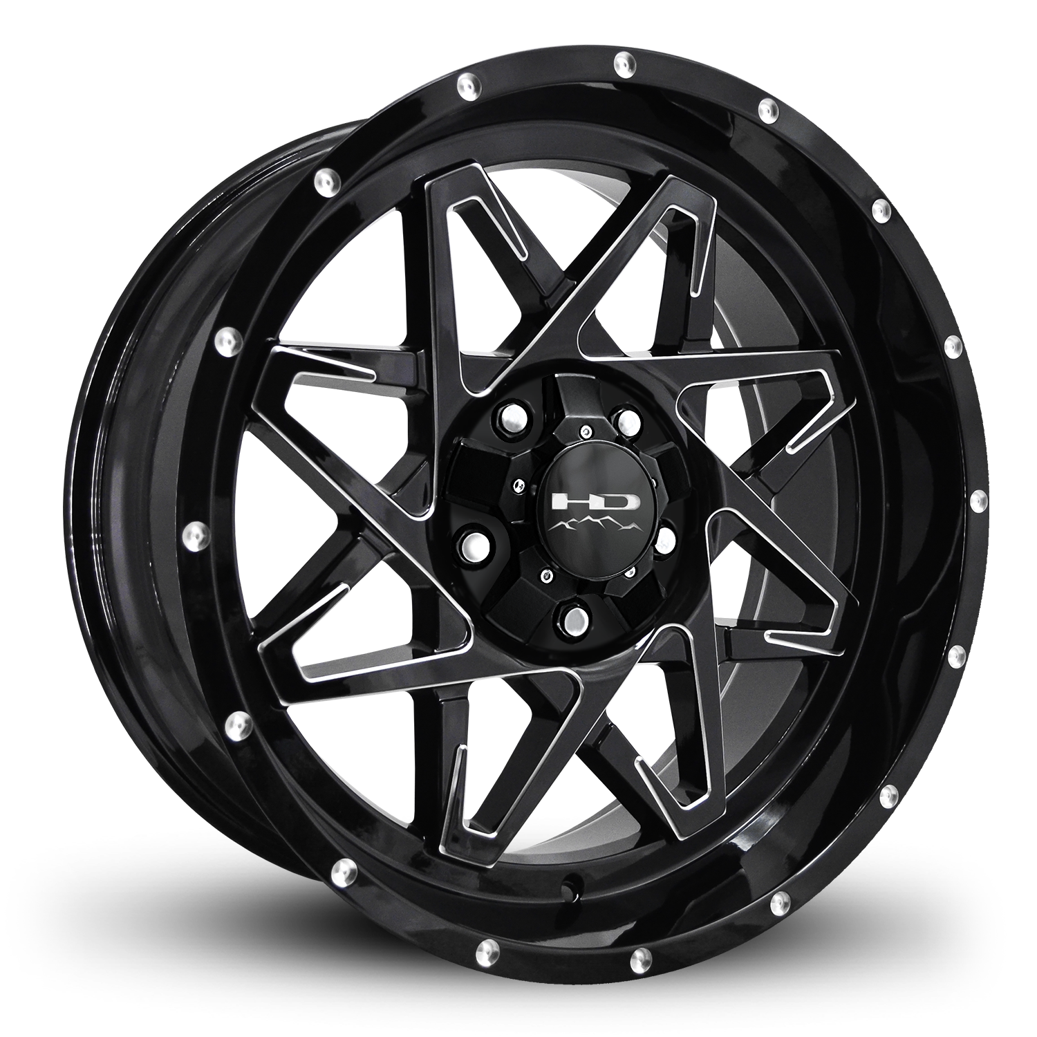 HD Offroad Caliber 20x9 +0 5x127/5x139.7mm 106.2mm Gloss Black/Milled Edge