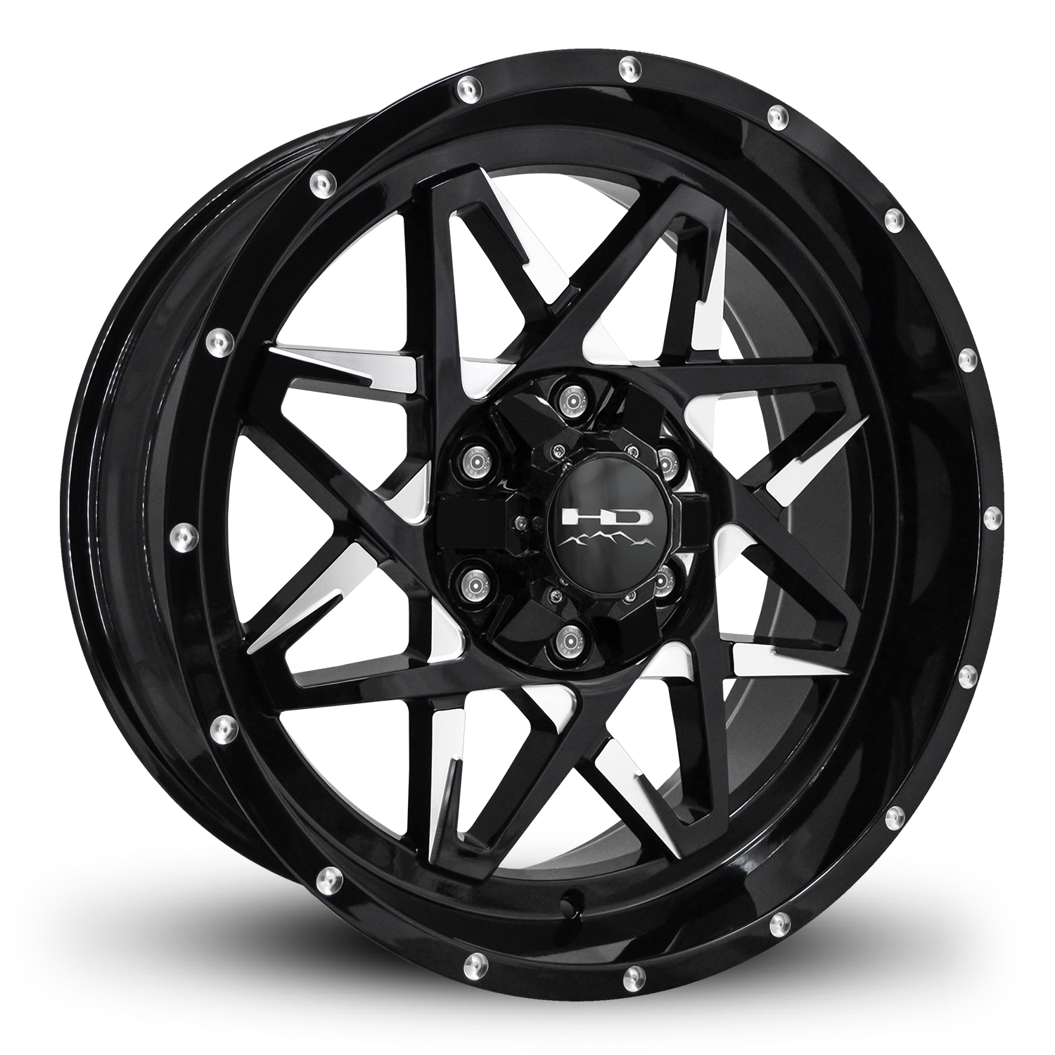 HD Offroad Caliber 20x9 -10 6x120/6x139.7mm 78.1mm Gloss Black/Milled Face