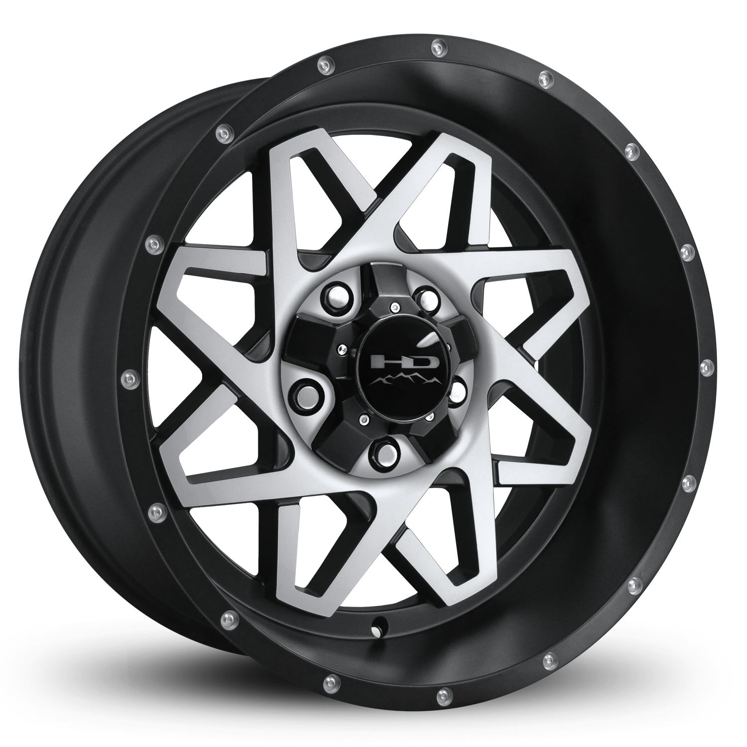 HD Offroad Gridlock 20x10 -25 5x127/5x139.7mm 106.2mm Satin Black/Machined Face