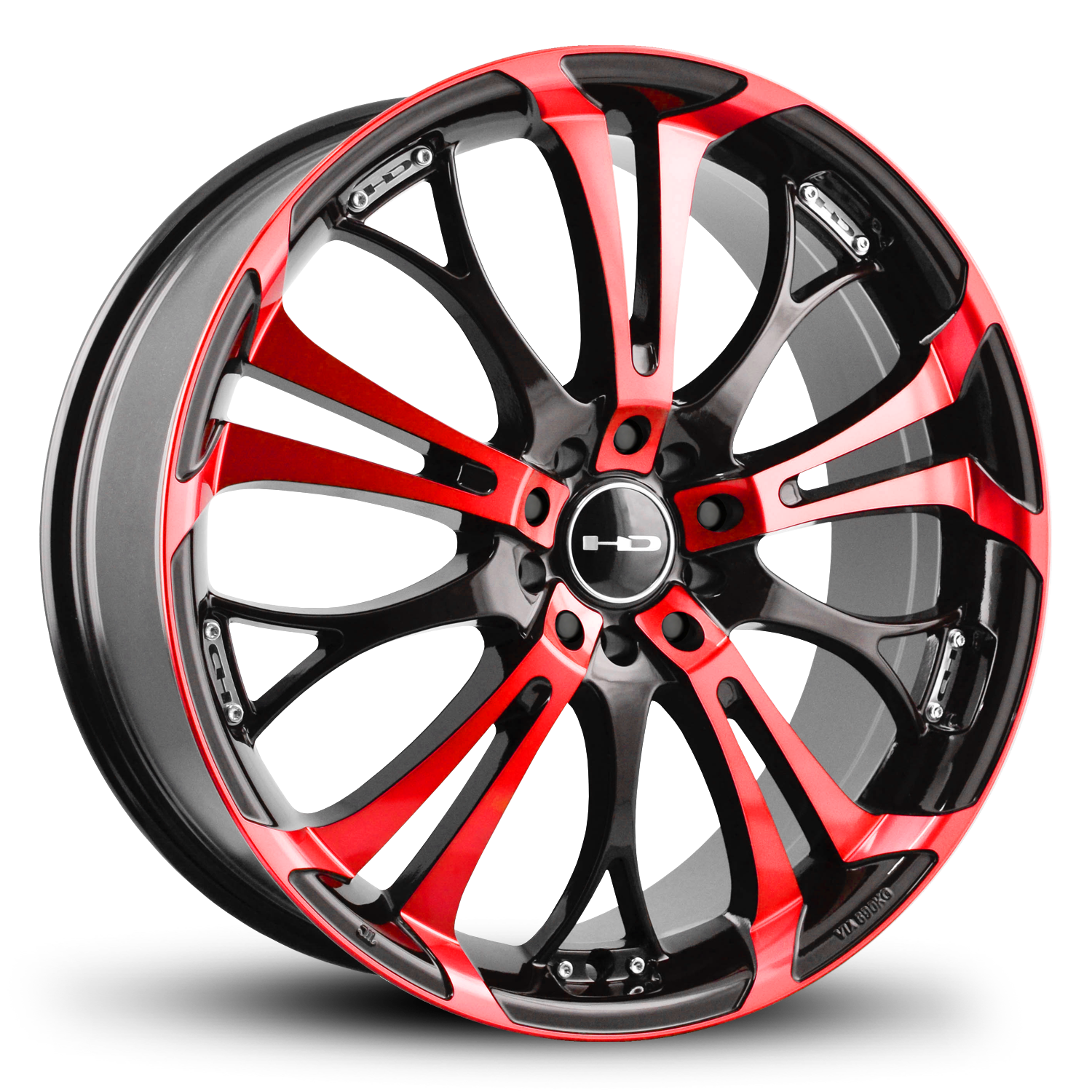 HD Wheels Spinout 22x8.5 +35 5x127/5x114.3mm 73.1mm Gloss Red&BK/Machined Face