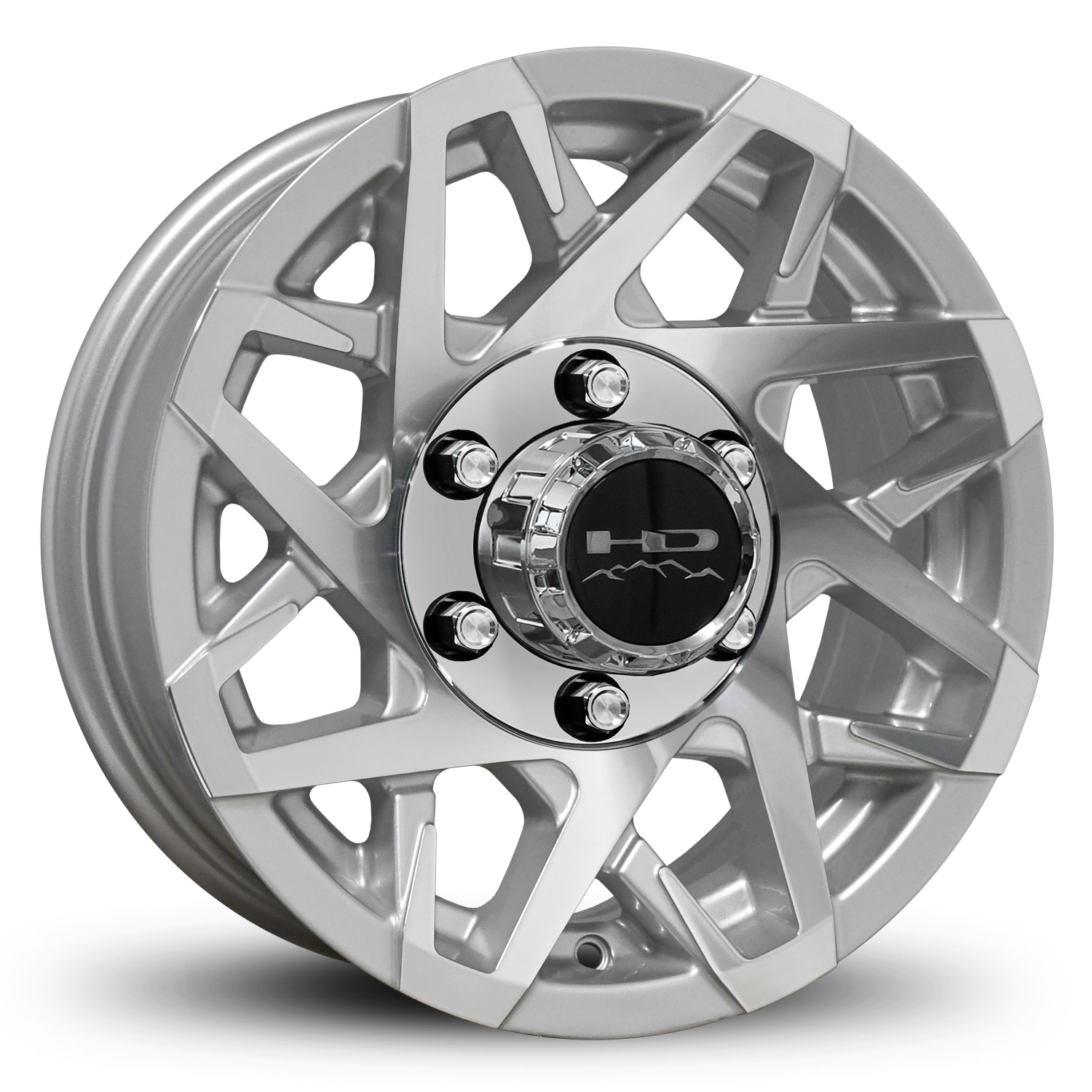 HD Trailer Canyon 15x6.0 +0 6x5.5(139.7mm) 108mm Gloss Silver Machined Face on Radial Trailer Tire 225/75R15 10ply