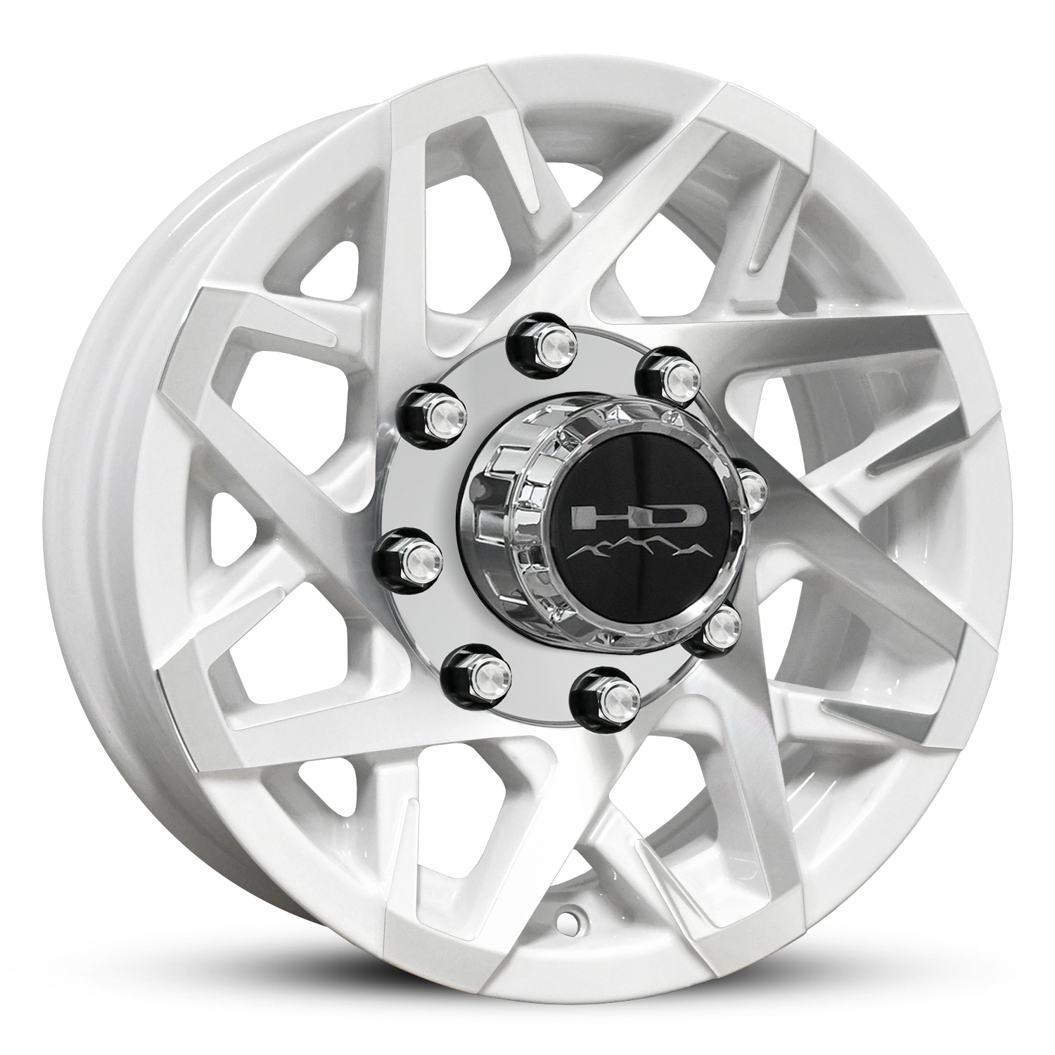 HD Trailer Canyon 16x6.0 +0 8x165mm 128.6mm Gloss White Machined Face on Radial Trailer Tire 235/80R16 10ply