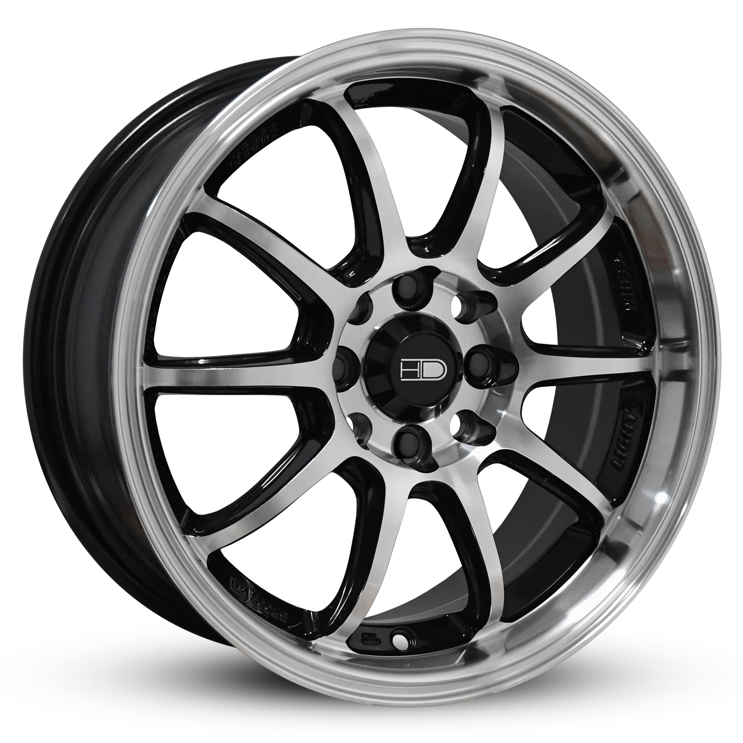 HD Wheels Clutch 15x6.5 +35 4x108mm/4x100 73.1mm Gloss Black w/Machined Face