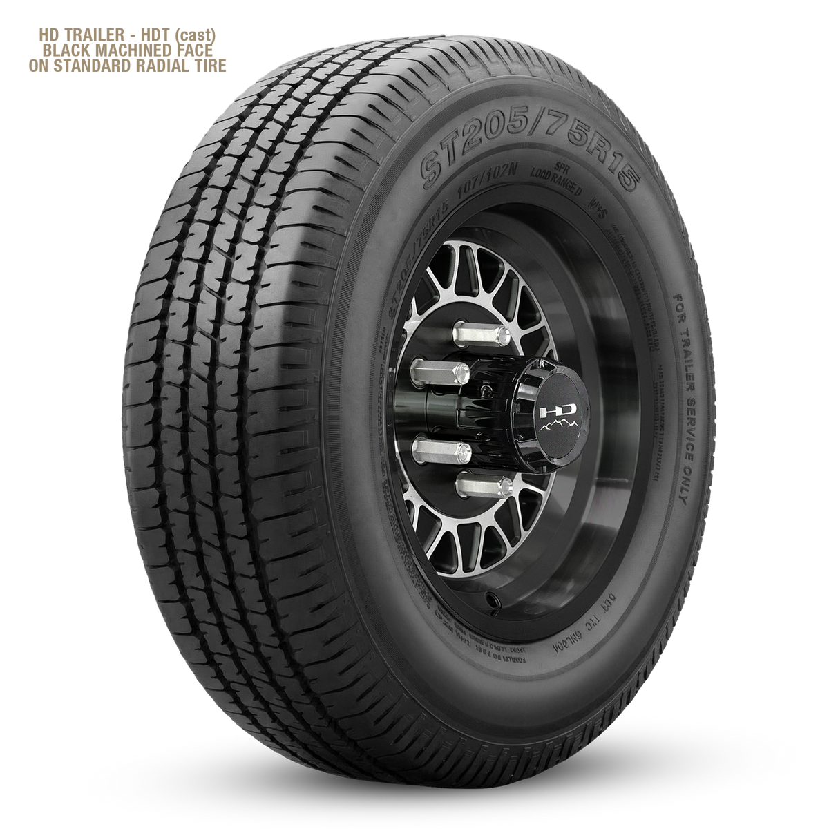 HD Trailer HDT Cast 15x6 +0 5x114.3mm 83mm Gloss Black/Machined Face