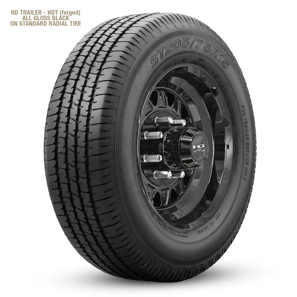 HD Trailer HDT Forged 17.5x6.75 +0 8x165mm 128.6mm Gloss Black - Lug Centric