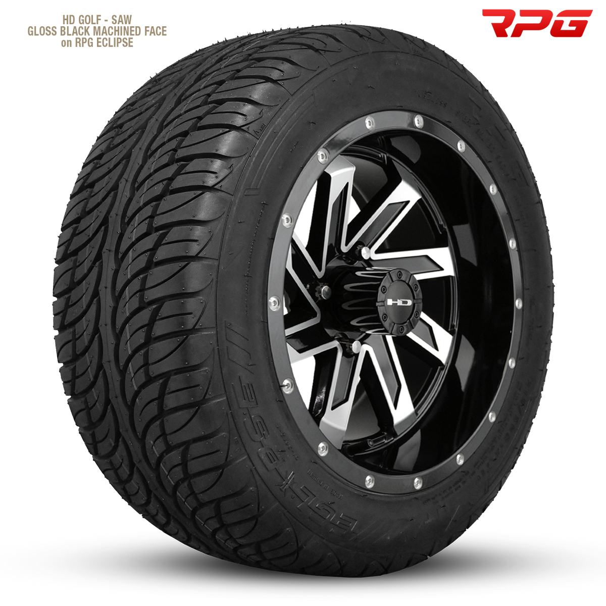 HD Golf Saw 14x7 -14 4x101.6mm 68.2mm Gloss Black/Mchnd Face w/Rvts