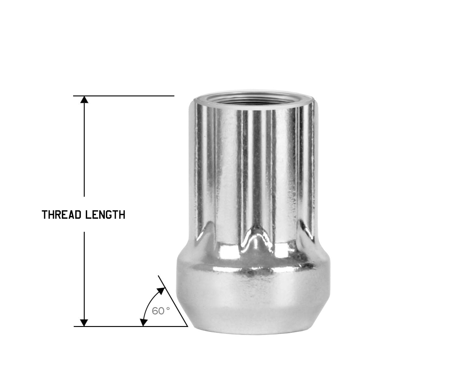 Perfectly Tight 7 Spline Lug Nut Tapered Seat 14x1.5 x 25mm - Zinc Steel - Set of 20 w/ Key