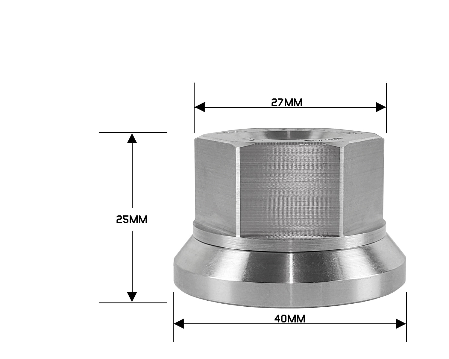 Perfectly Tight 27mm Hex Swivel Flat Seat Open Lug Nut 5/8-18 x 25mm - Stainless Steel - 1 Piece