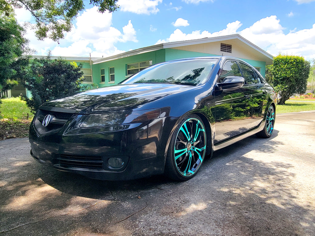 HD Wheels Original Spinout Rims 20x8.0 in Teal and Black 3rd Gen Acura TL Black