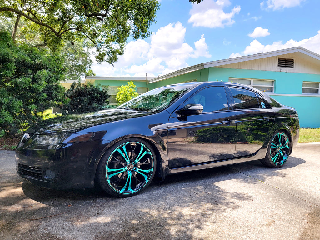 HD Wheels Original Spinout Rims 20x8.0 in Teal and Black 3rd Gen Acura TL Black