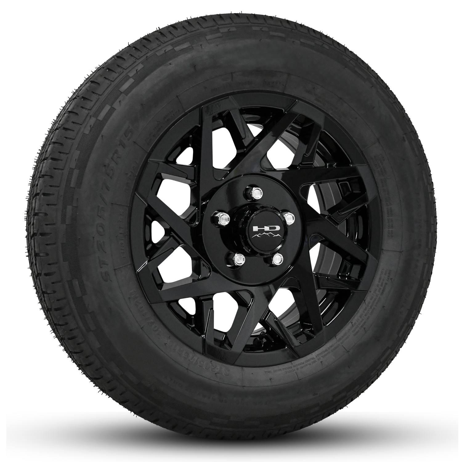14x5.5 Custom Trailer Wheel Rim & Tire Packages in All Gloss Black by HD Trailer perfect for Boat Trailers Wheel & Tire Combo
