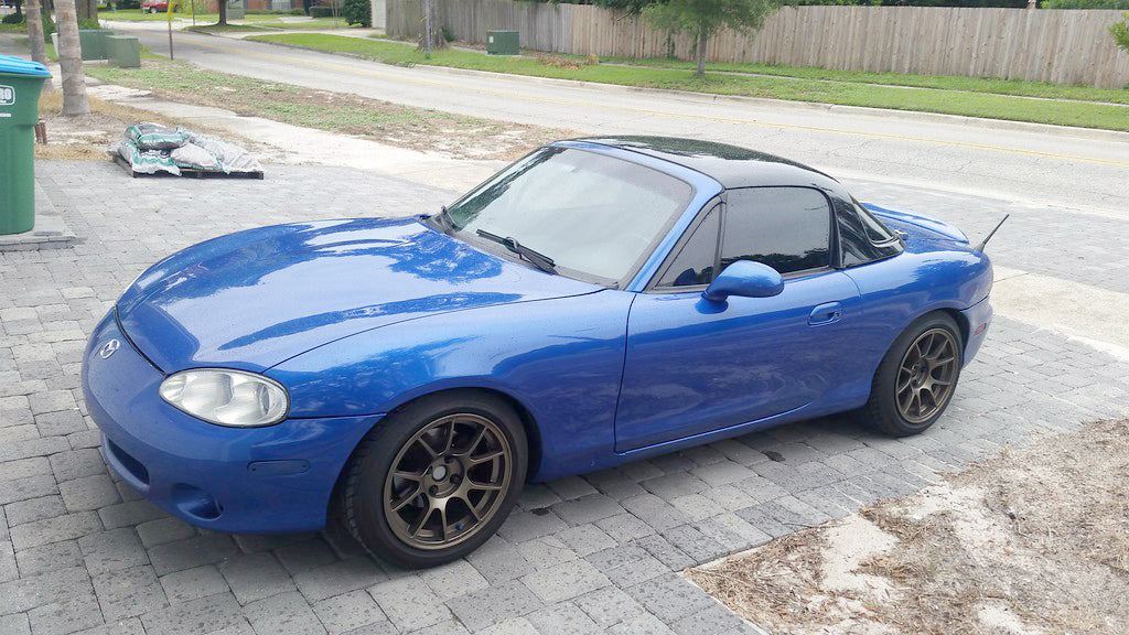 Blue Mazda Miata with Jongbloed Racing Wheels S500 / Series 500 Wheels in Satin Bronze 15 inch 4x100