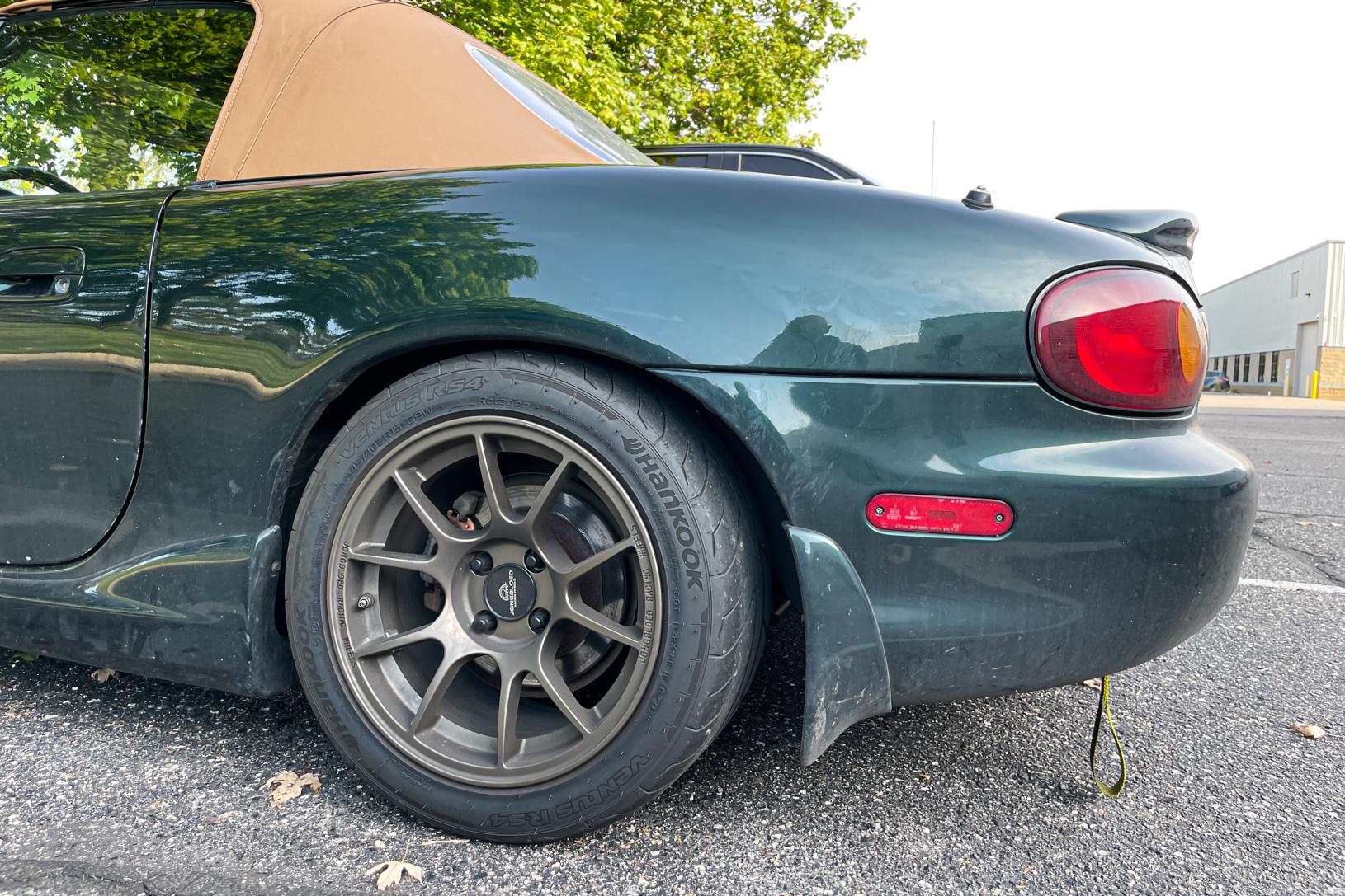 Green Mazda Miata with Jongbloed Racing Wheels Model S500 / Series 500 15 inch 4x100 All Satin Bronze