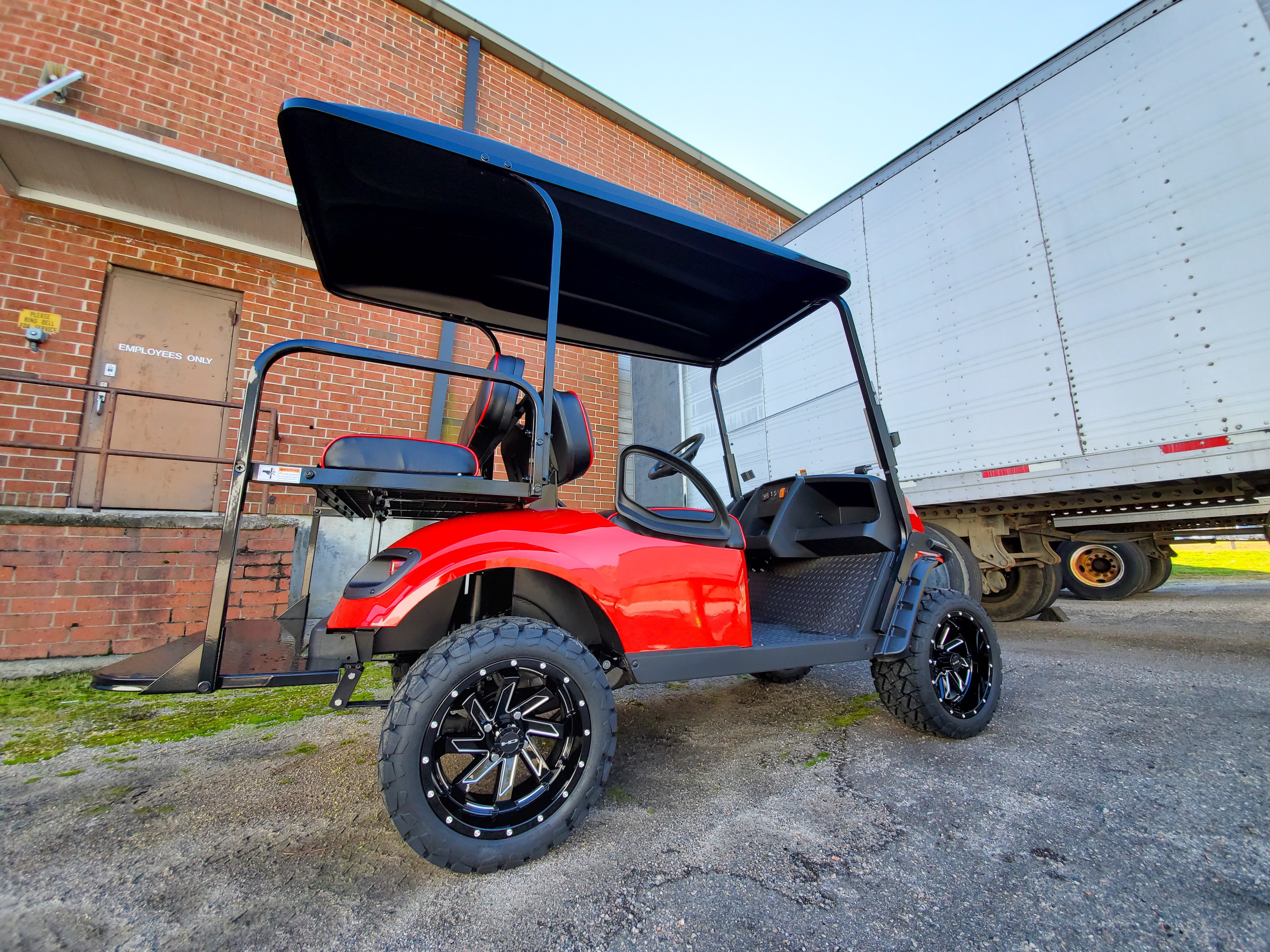 HD Golf Wheels Golf Wheel & Tire Packages HD Golf Wheel & Tire Package - 12x7.0 SAW Gloss Black Milled Edges w 23 Inch A/T Tire ( 4pc )