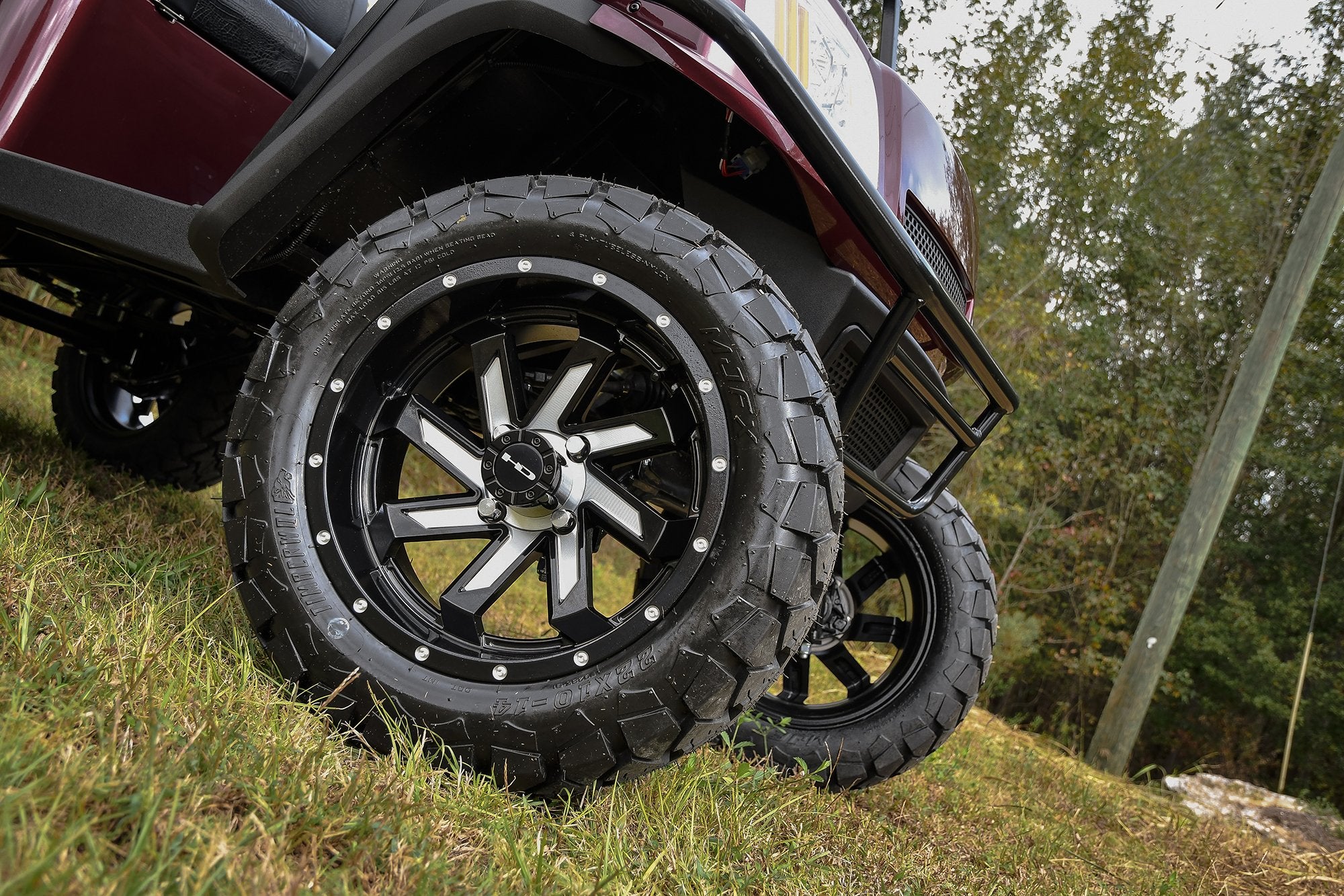 HD Golf Wheels SAW 14x7.0 4x101.6 for Cushman, Club Car, EZGO, ICON, & Yamaha Golf Carts Off-Road or Turf Lifted or Stock Height Wheel & Tire Package