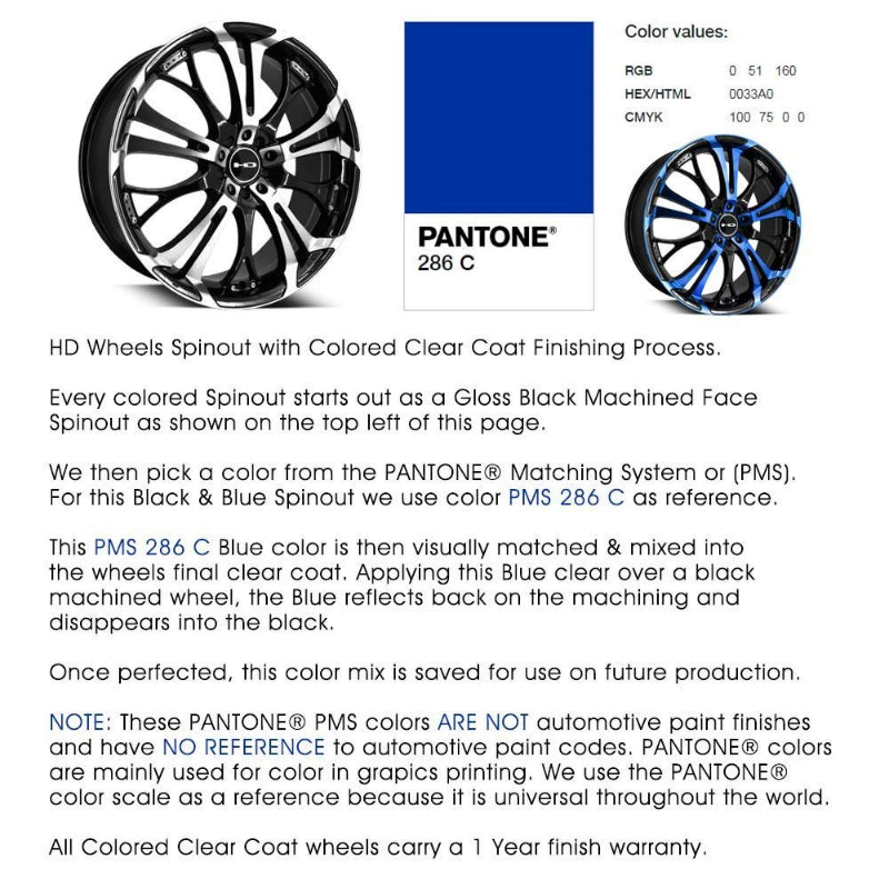 HD Wheels Passenger Car Wheels 16x7.0 | 4x100/4x114.3 | et40mm | 5.6 in | 73.1mm HD Wheels Spinout | Blue Machined w Black