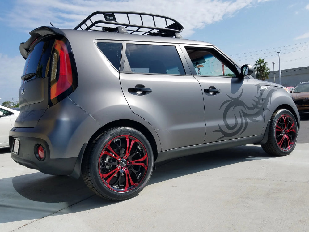 The Original HD Wheels Spinout Red and Black Colors in 16, 17, 18, & 20 Inch Custom Wheel Rims KIA Soul