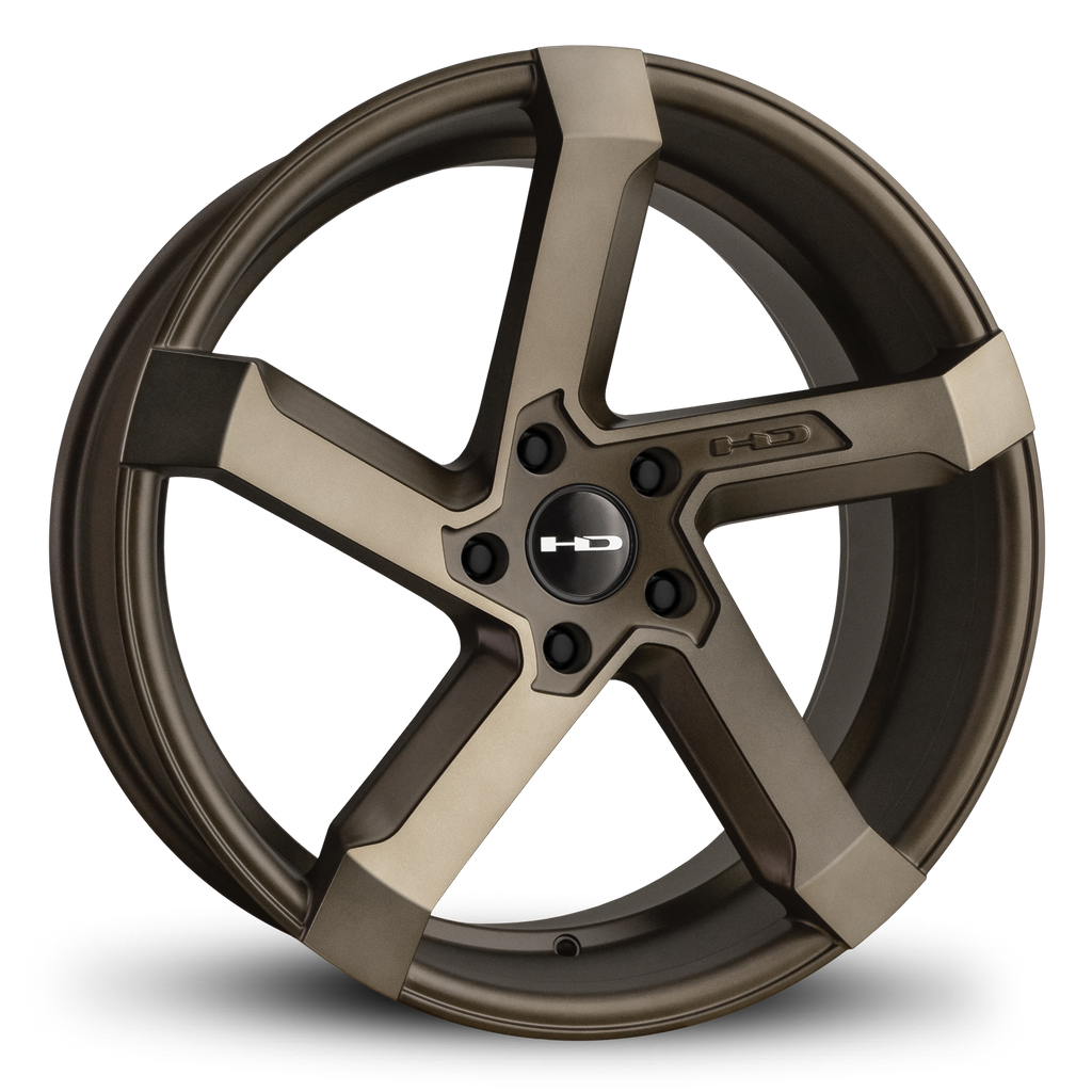 HD Wheels Passenger Car Wheels 20x8.5 | 5x114.3 5x4.50 HD Wheels Kink | Satin Bronze Machined Face with Bronze Clear Directional 5 Spoke Undercut Lip Custom Wheel Rims 