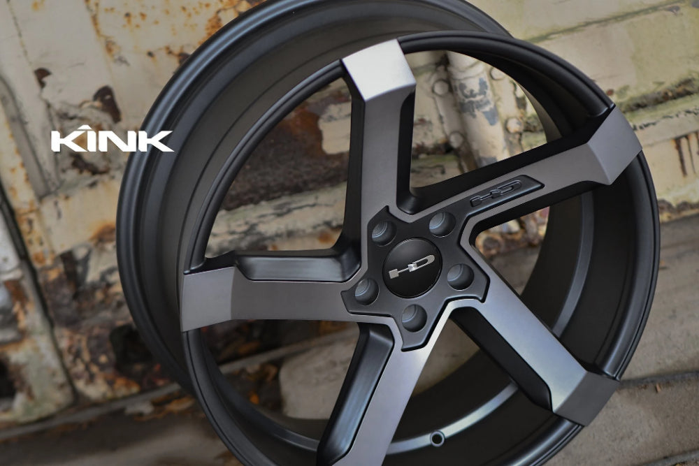 HD Wheels Passenger Car Wheels 20x8.5 | 5x114.3 | et35mm | 6.1 in | 73.1mm HD Wheels Kink | Satin Gunmetal Machined Face with Grey Clear