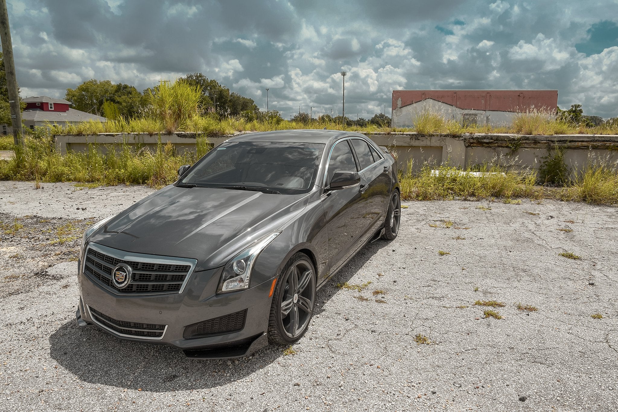 HD Wheels Passenger Car Wheels Fly Cutter in Custom Color Grey and Black Split 5 Spoke with Directional Spokes 18x8.0 and 20x8.5 5x114.3, 5x4.50 Bolt Pattern Battleship Shark Skin Cadillac ATS