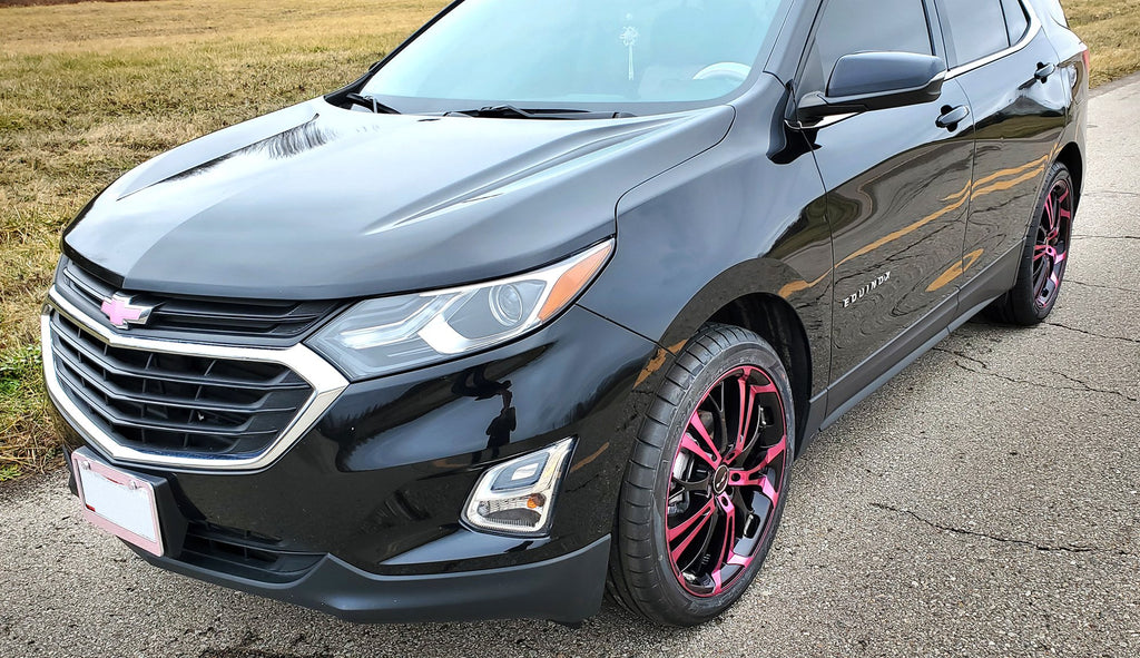 The Original HD Wheels Spinout Pink and Black Colors in 16, 17, 18, & 20 Inch Custom Wheel Rims Chevrolet Equinox