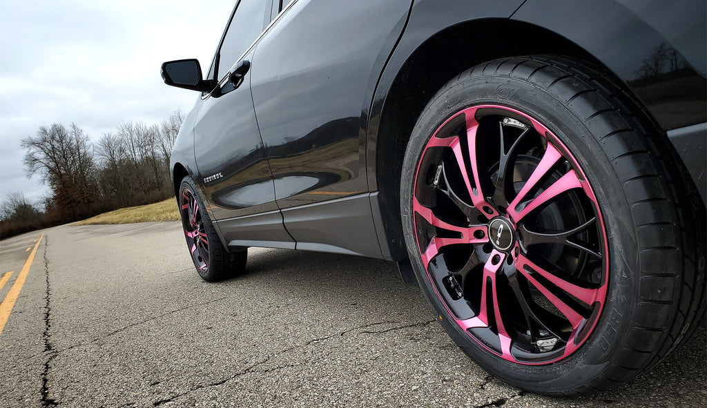The Original HD Wheels Spinout Pink and Black Colors in 16, 17, 18, & 20 Inch Custom Wheel Rims Chevrolet Equinox