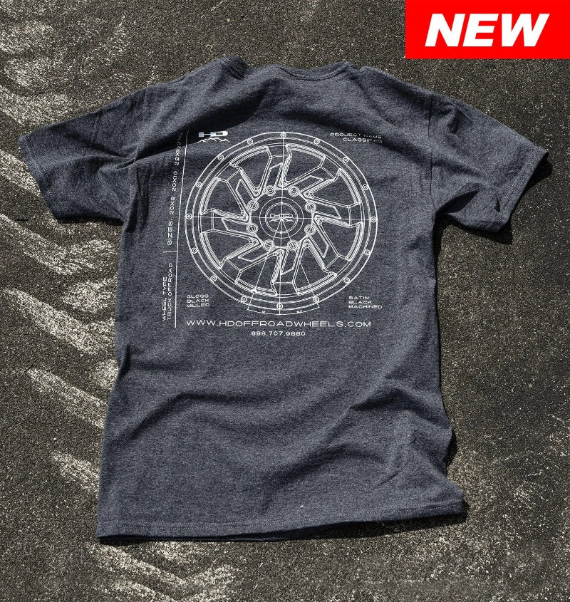 HPD Wheels Small Official HD Off-Road Wheels SAW T-Shirt Heather Grey w Pocket