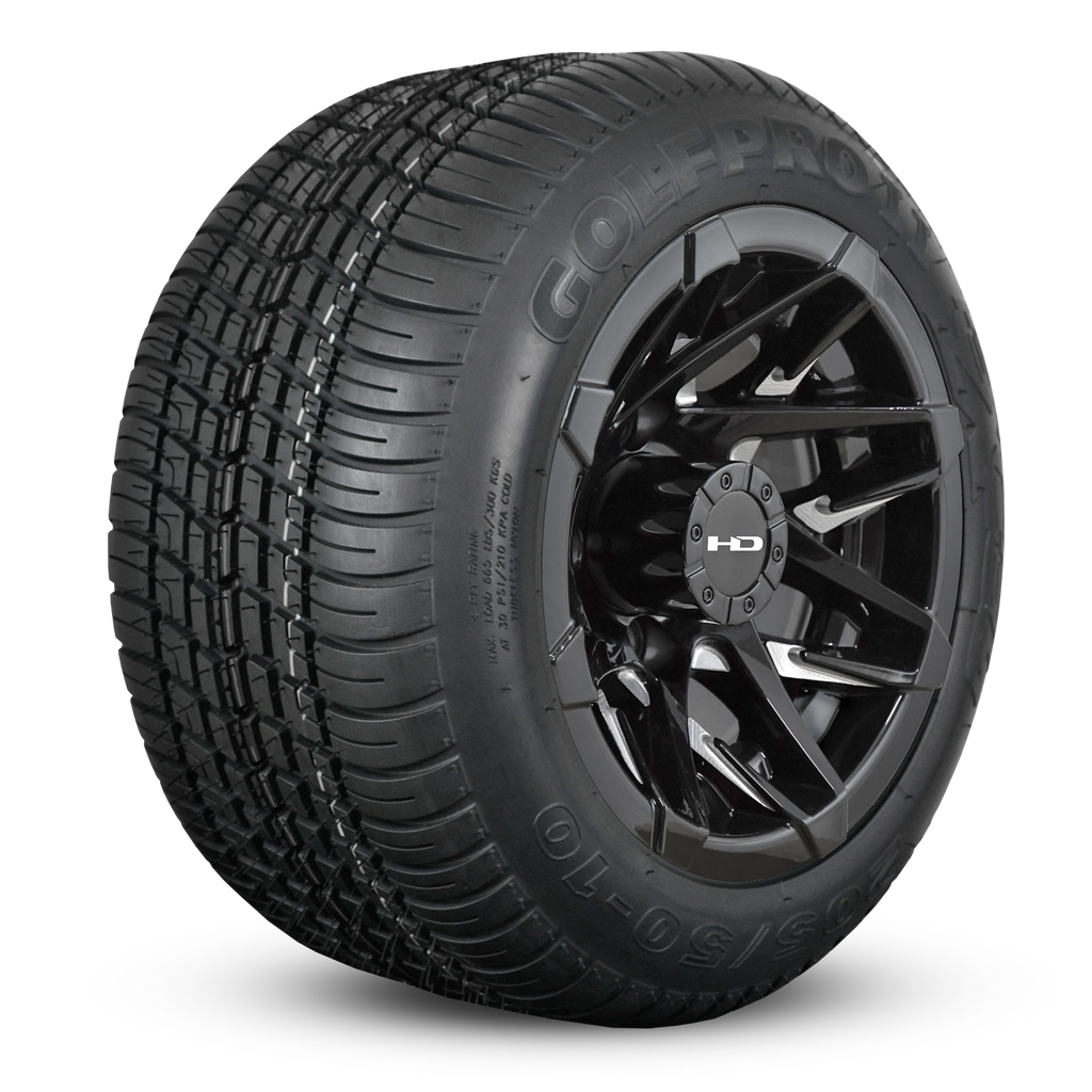 HD Golf Wheel & Tire Package ( 1pc ) 10x7.0 Canyon Black Milled Face w ( 1pc ) All-Season Tire
