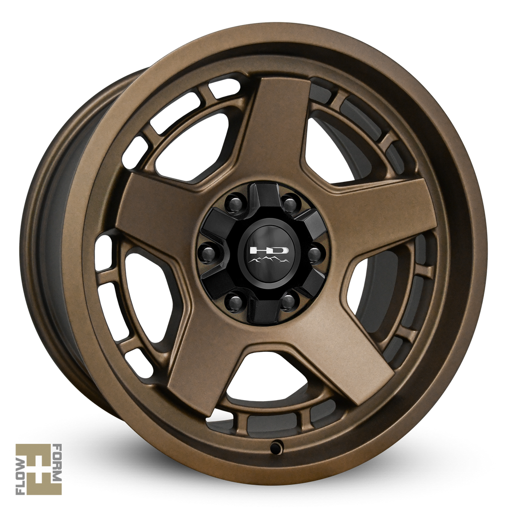 HD Off-Road Wheels Overland Sector Atlas Model 17x9.0 in All Satin Bronze with Deep Concave 5-Spoke Face Profile in 6x135 & 6x139.7
