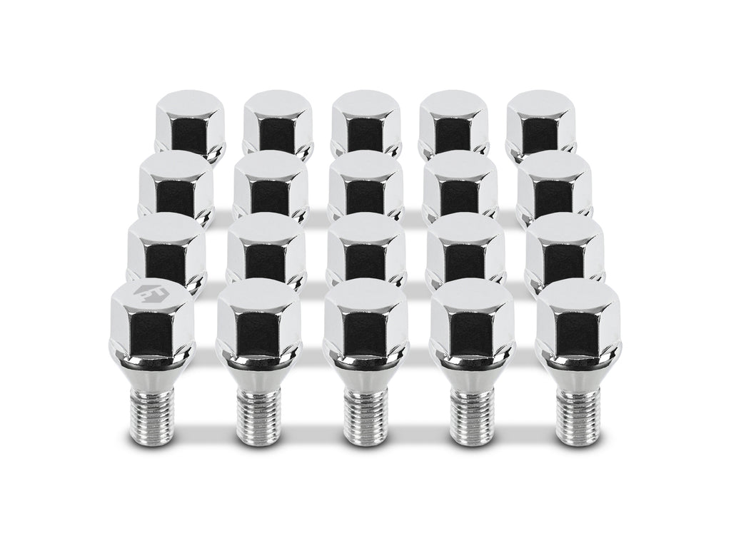 Perfectly Tight Short Thread Lug Bolt 20pc kit 12mm x 1.5mm & 14mm x 1.5mm in Chrome for Classic Volkswagen & Porsche for use on Alloy Wheels