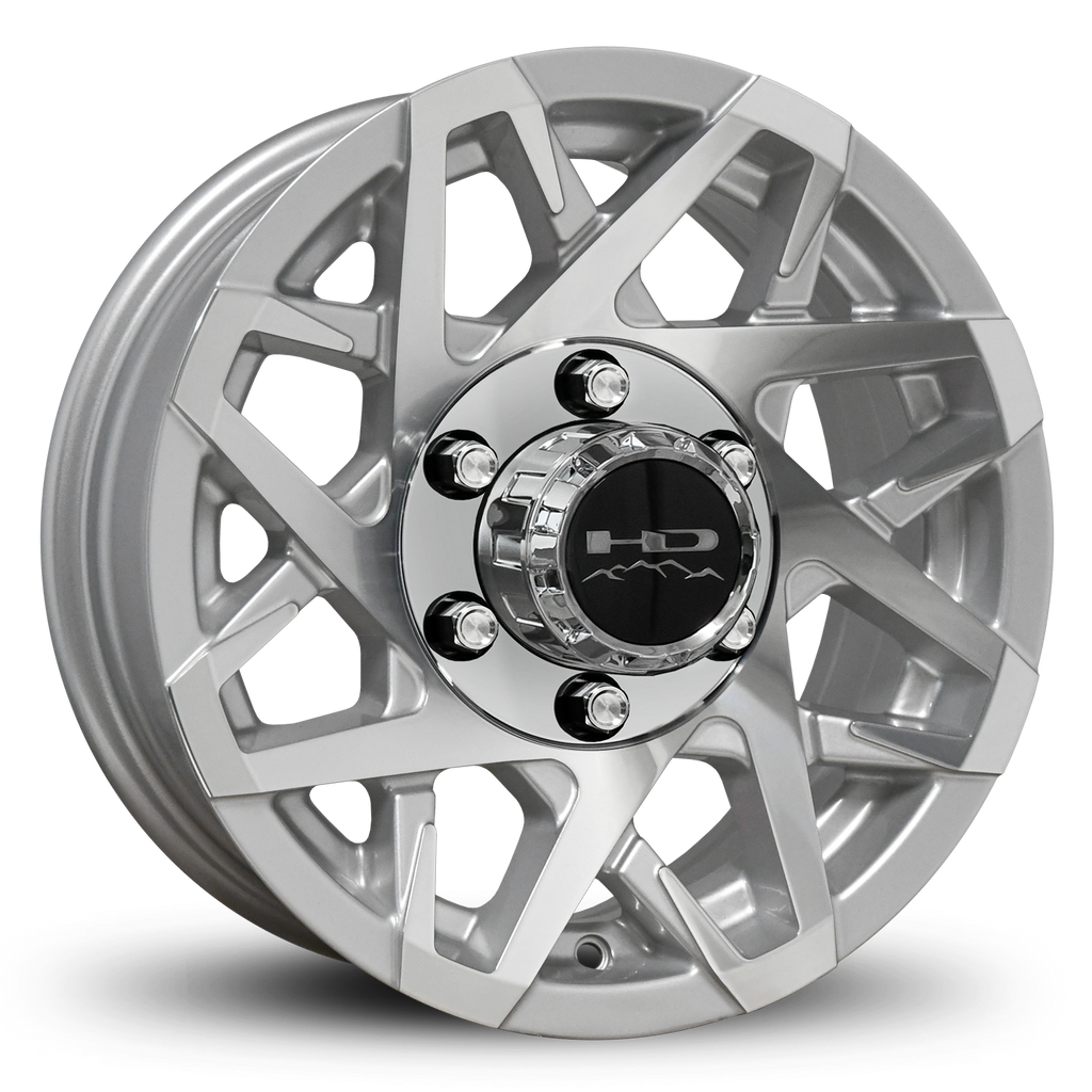 Shop Online & Buy 14x5.5 Custom 6 lug CANYON Aluminum Alloy Trailer Wheels by HD Off-Road in Gloss Silver Machined Face with Concave Face for Boat, Utility, Landscaping, Concession, Plus Many More Trailer Hub Axle Types.