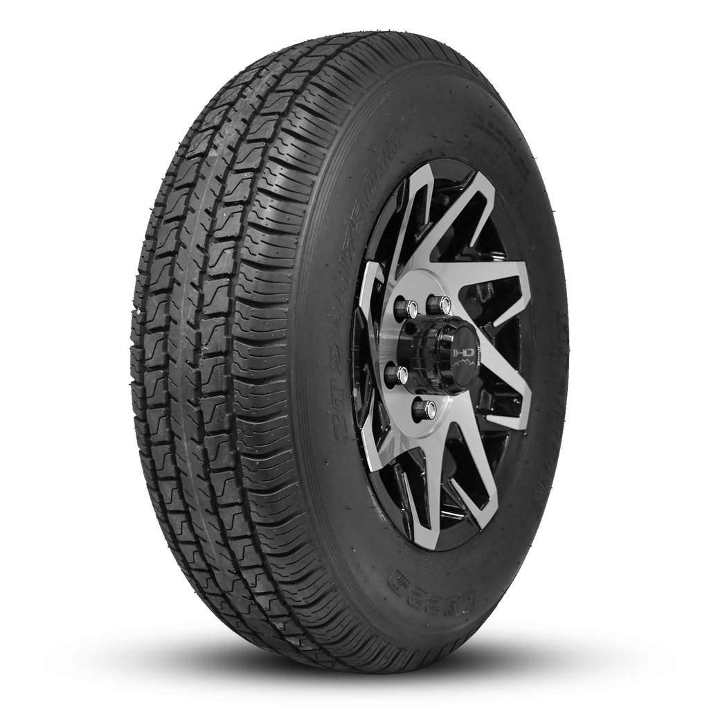 HD Trailer ReadyMount Wheel & Tire Assembly | BIAS PLY | Canyon - Gloss Black Machined Face | 5 lug