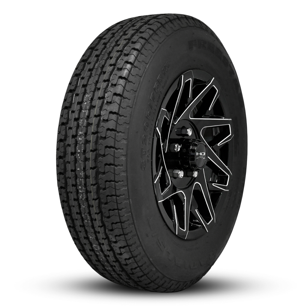 HD Trailer ReadyMount Wheel & Tire Assembly | Freestar Radial | Canyon - Gloss Black Milled Edge | 5 lug