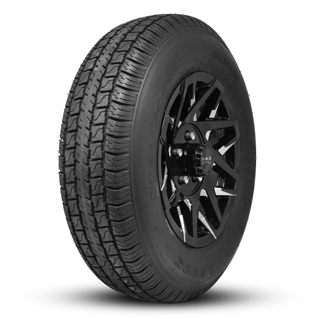 HD Trailer ReadyMount Wheel & Tire Assembly | BIAS PLY | Canyon - Gloss Black Milled Face | 5 lug