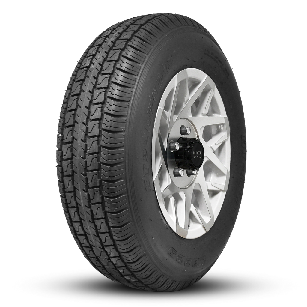 HD Trailer ReadyMount Wheel & Tire Assembly | BIAS PLY | Canyon - Gloss White Machined Face | 5 lug