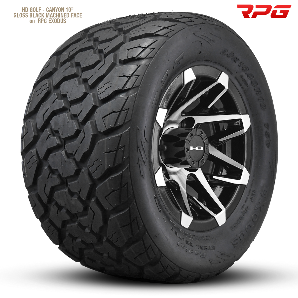 HD Golf Canyon 10x7 -14 4x101.6mm 68.2mm Gloss Black/Machined Face