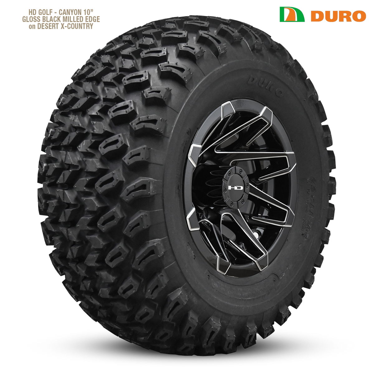HD Golf Canyon 10x7 -14 4x101.6mm 68.2mm Gloss Black/Milled Edge