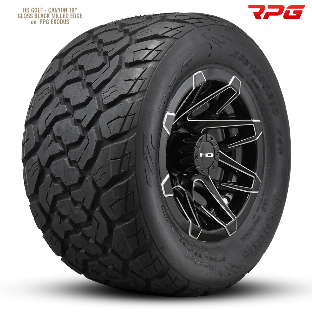 HD Golf Canyon 10x7 -14 4x101.6mm 68.2mm Gloss Black/Milled Edge