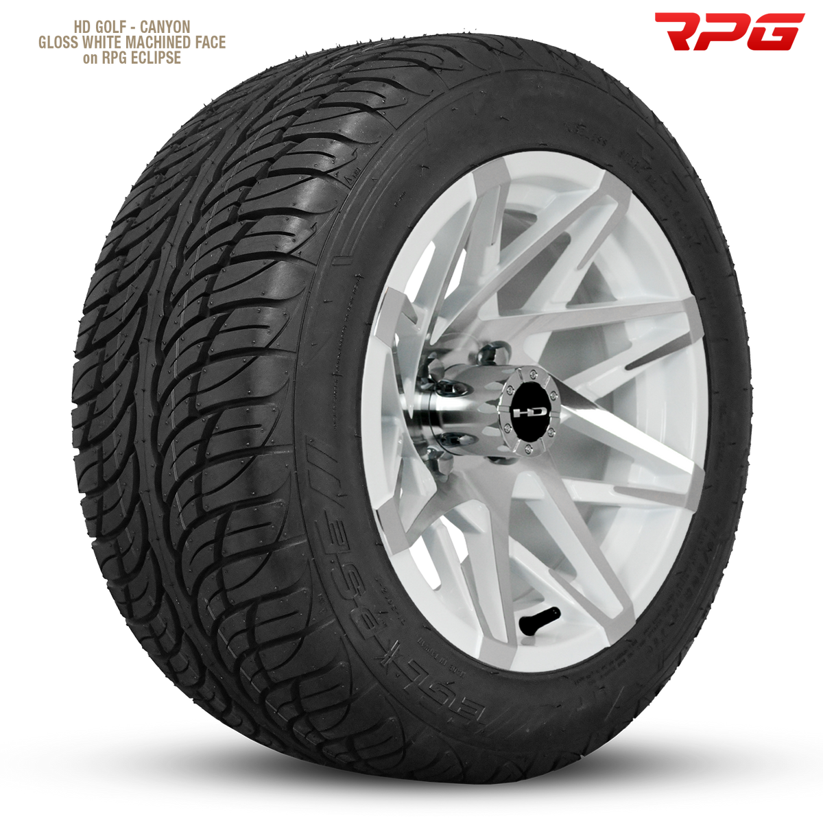 HD Golf Canyon 12x7 -14 4x101.6mm 68.2mm Gloss White/Machined Face