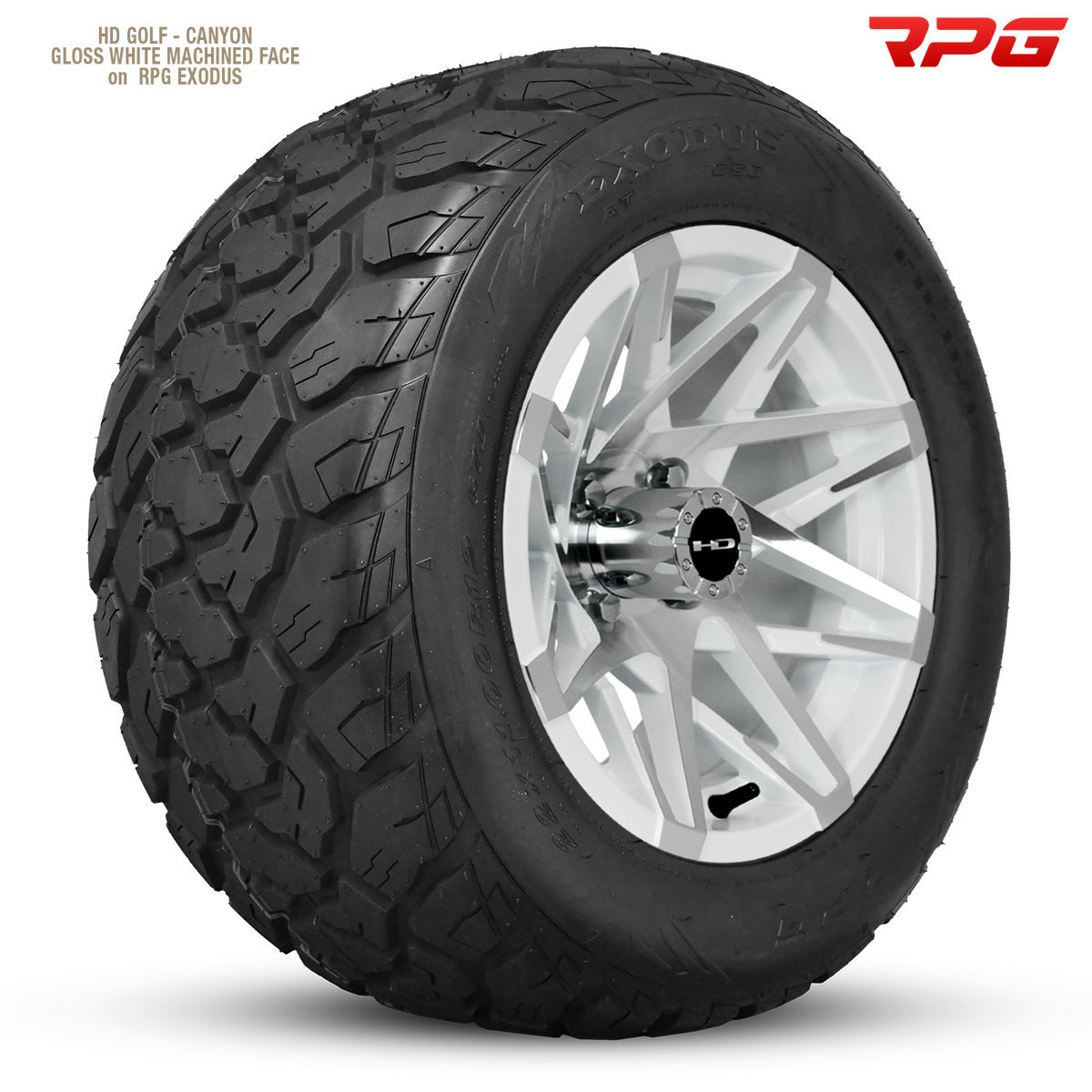 HD Golf Canyon 12x7 -14 4x101.6mm 68.2mm Gloss White/Machined Face
