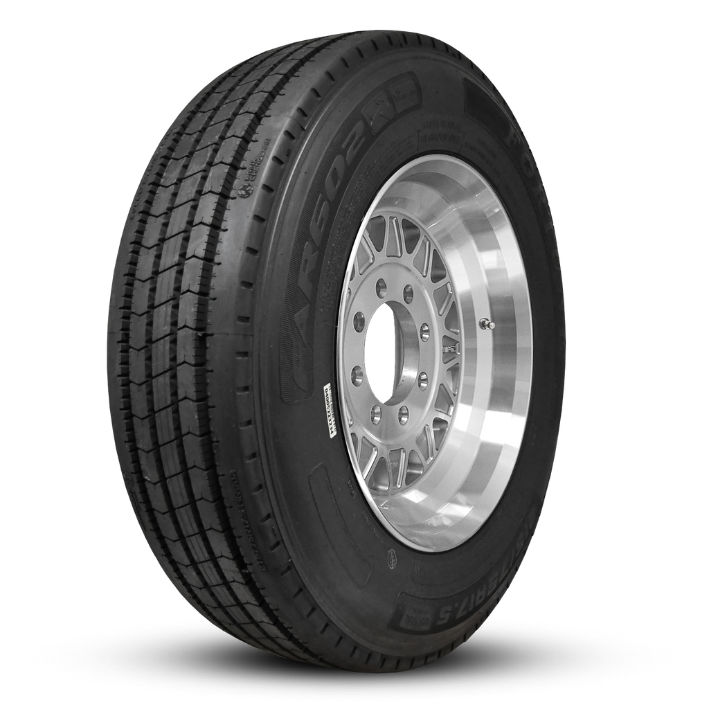 HD Trailer HDT 17x7.5 +0 8x165mm 121.2mm Hub Centric Gloss Silver Machined Face on Radial Trailer Tire 235/75R17.5 18ply