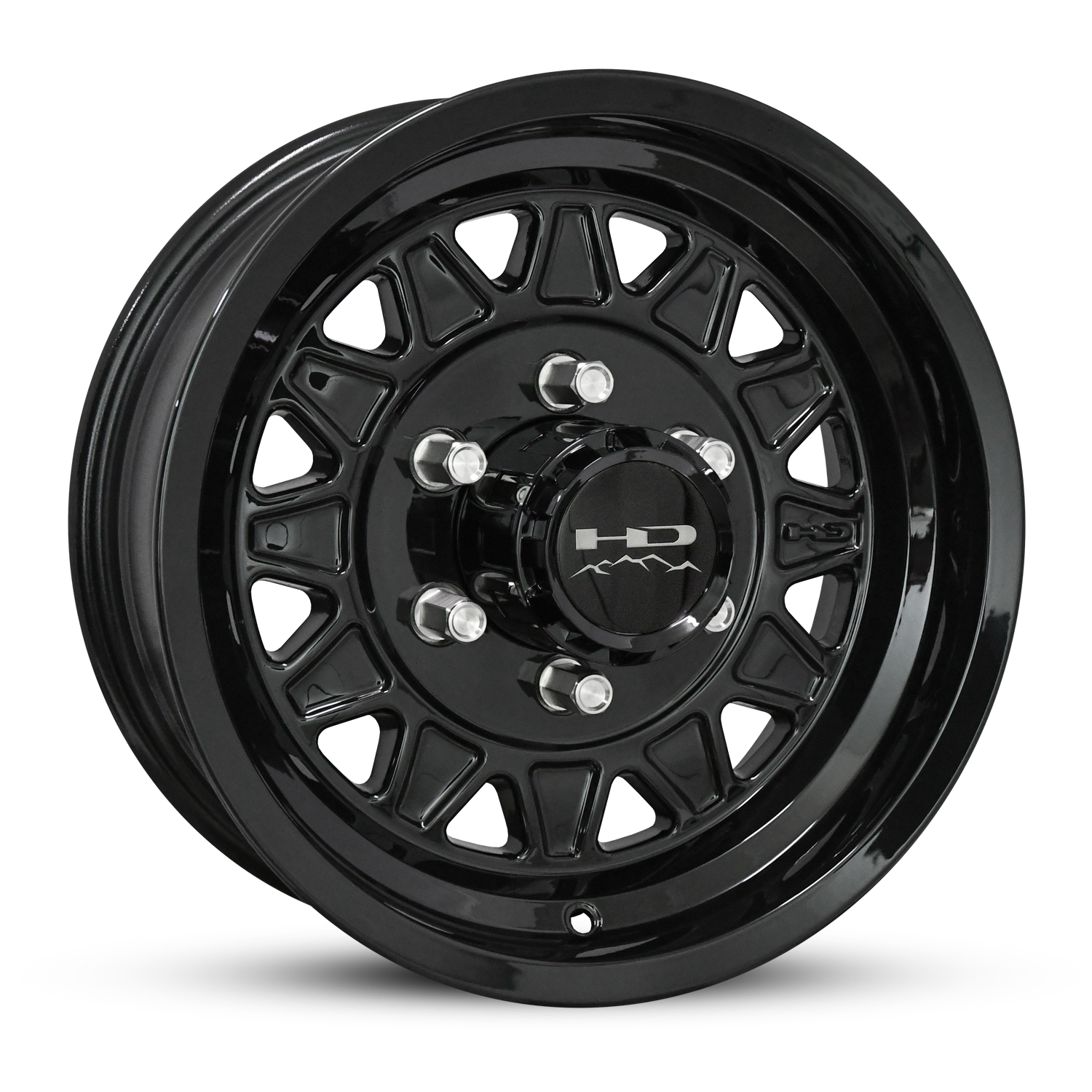 HD Trailer HDT 15x6.0 +0 5x114.3mm 83mm All Gloss Black Canyon on Radial Trailer Tire 205/75R15 8ply
