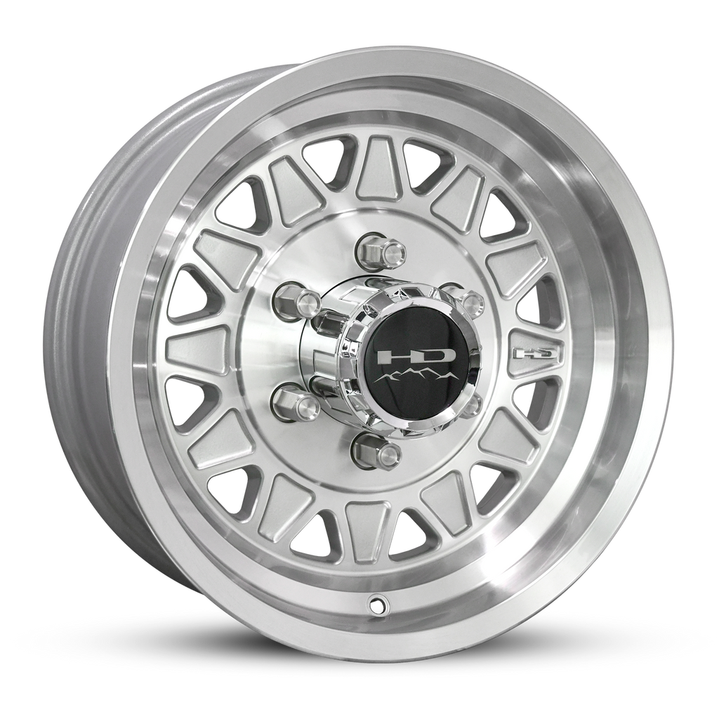 HD Trailer HDT 15x6.0 +0 6x5.5(139.7mm) 108mm Gloss Silver Machined Face on Radial Trailer Tire 225/75R15 10ply
