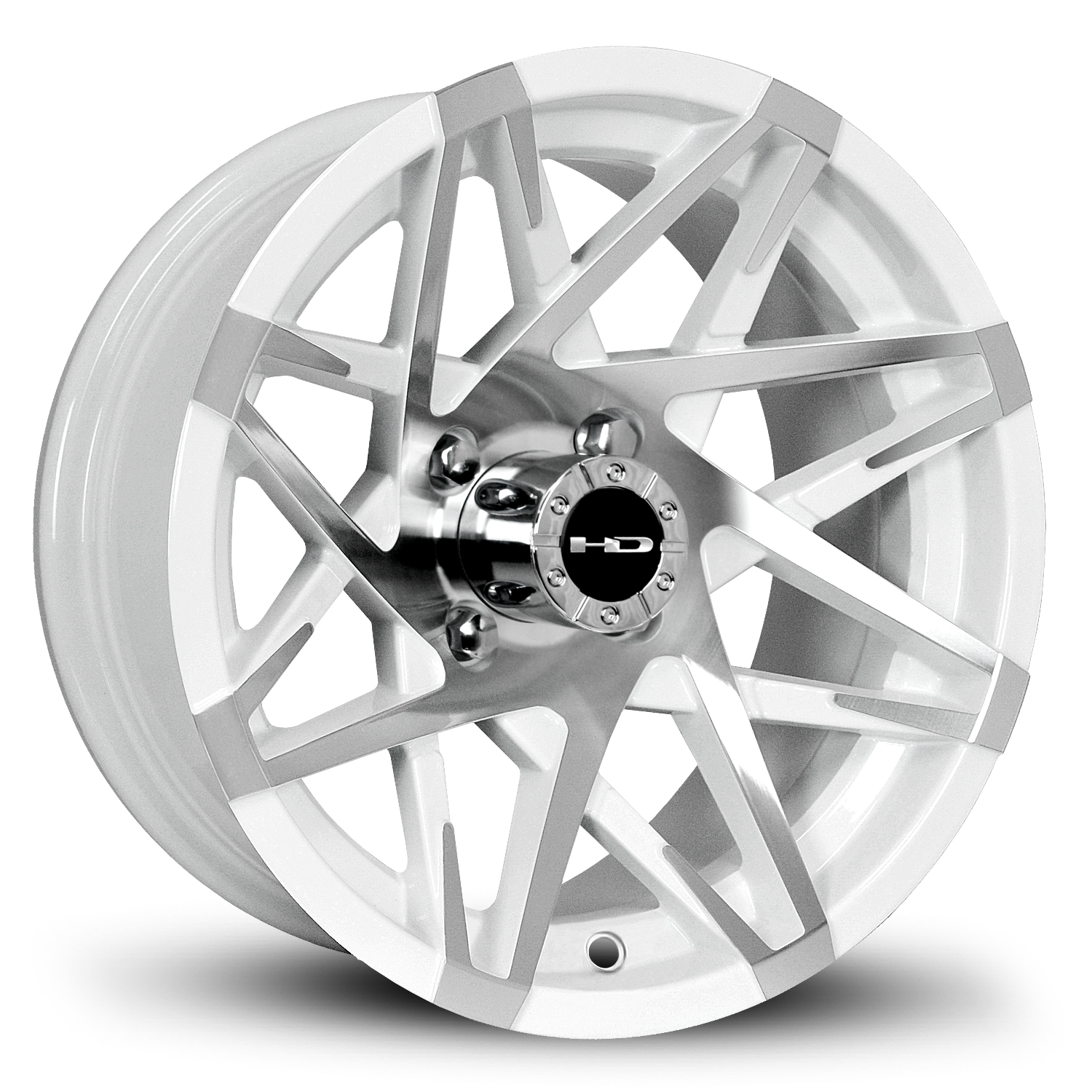 HD Golf Canyon 12x7 -14 4x101.6mm 68.2mm Gloss White/Machined Face