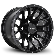 Load image into Gallery viewer, HD Golf RTC 12x7 -14 4x101.6mm 68.2mm Gloss Black w/Black Rivet